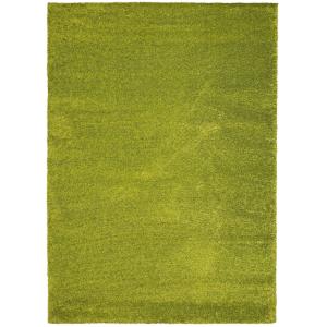 Tapis descente de lit uni à poils longs vert, 67x125 cm