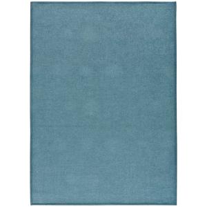 Tapis descente de lit uni lavable en bleu, 60x120 cm