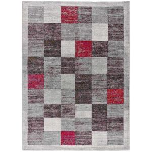 Tapis design à carreaux gris, 133x190 cm