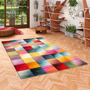 Tapis design à carreaux multicolore 80x150 cm