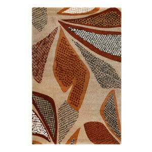 Tapis design motif végétal fond beige sable 120x170