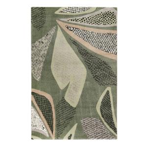 Tapis design motif végétal fond vert sauge 133x200
