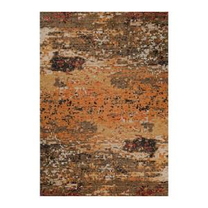 Tapis design pure laine et viscose tons de brique à relief…