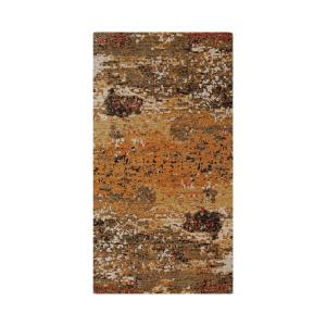 Tapis design pure laine et viscose tons de brique à relief…