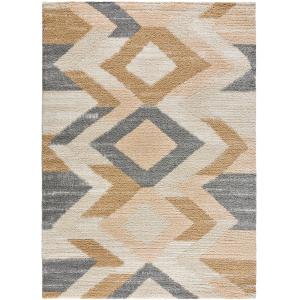 Tapis design scandinave texturé, en beige, écru et gris, 80…