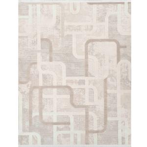 Tapis doux moderne en relief géométrique beige 120x180