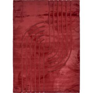 Tapis doux rouge, motif demi arc - 200x290