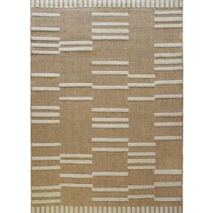 Tapis effet jute à motif lignes en relief blanc 120x160