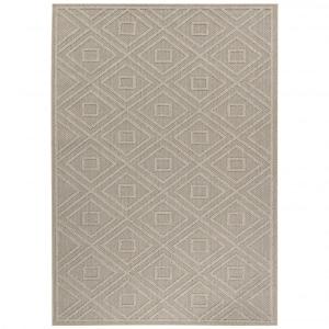 Tapis effet jute naturel à relief pavés beige 240x340cm