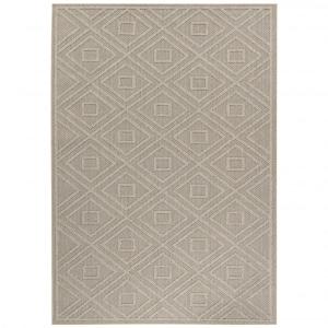 Tapis effet jute naturel à relief pavés beige 80x250cm