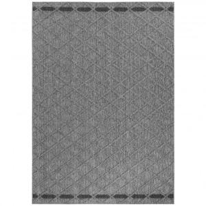 Tapis effet jute naturel à relief stries gris 240x340cm