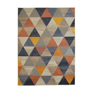 Tapis effet laineux motif triangle multicolore 133x170