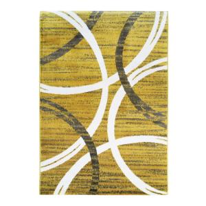 Tapis effet laineux motifs arches jaune gris 160x230
