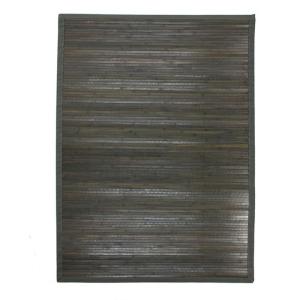 Tapis en bambou larges lattes ganse gris 120x170