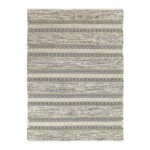 Tapis en coton bande ethno blanc-sable 160x230