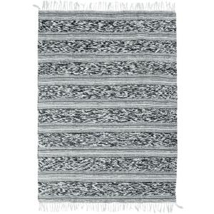 Tapis en coton bande relief blanc-noir 120x170