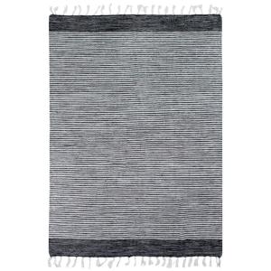 Tapis en coton bandes noir-gris-blanc 160x230