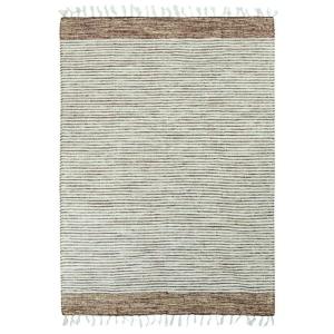 Tapis en coton bandes sable-blanc 190x290