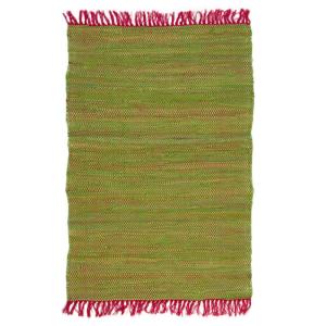 Tapis en coton bi-colore rose  vert 60x90