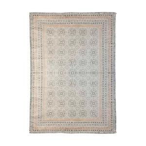 Tapis en coton block print écru et charbon tissé main 140 x…