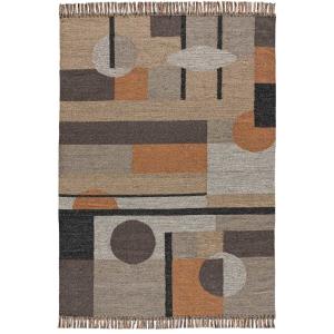 Tapis en coton ethnique marron/gris/rouille  120x170 cm