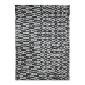Tapis en coton géométrique écru-noir 120x170