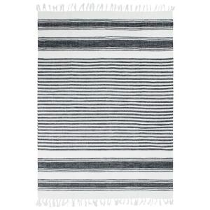 Tapis en coton lignes noir-gris-blanc 120x170