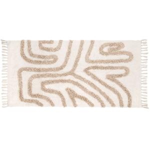 Tapis en coton motifs tuftés écrus et marron 60x120