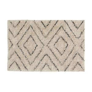 Tapis en coton naturel et noir 60 x 90 cm losanges