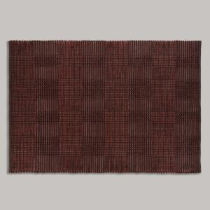 Tapis en coton recyclé et polyester tissé marron et orange…