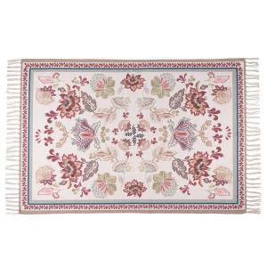 Tapis en coton recyclé imprimé bohème multicolore et frange…