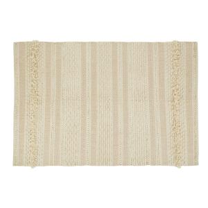 Tapis en coton recyclé tissé beige 160x230