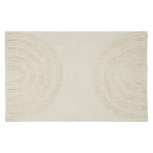 Tapis en coton recyclé tissé écru motifs graphiques tuftés…
