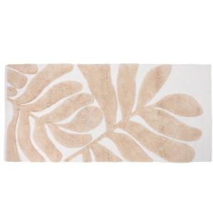 Tapis en coton recyclé tufté écru motif végétal beige 60x12…