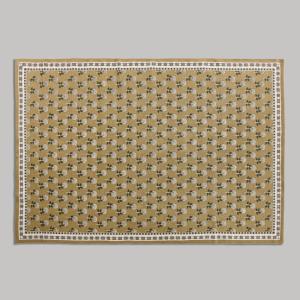 Tapis en coton tissé motif floral jaune, écru et vert 160x2…