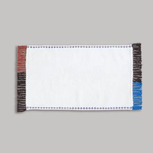 Tapis en coton tufté écru et franges multicolores 60x90