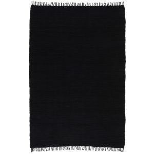 Tapis en coton uni noir 70x140 cm