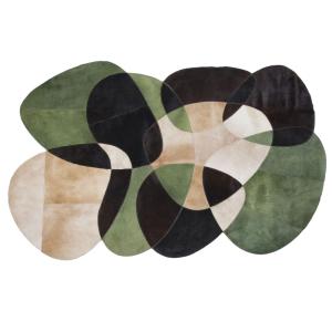 Tapis en cuir de chèvre vert, noir et beige