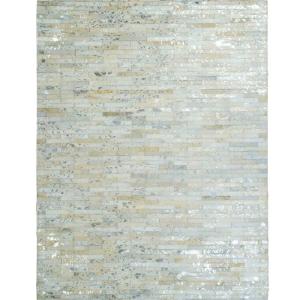 Tapis en cuir naturel recyclé gris argent 190x290