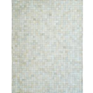Tapis en cuir naturel recyclé mosaïque blanc 120x170