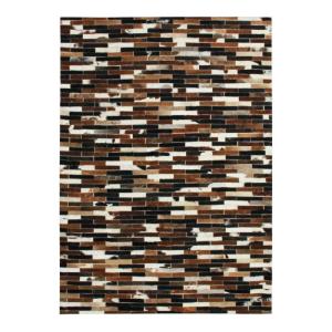 Tapis en cuir recyclé lignes marron 190x290