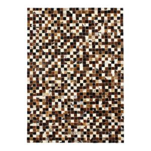 Tapis en cuir recyclé motif damier marron 120x170