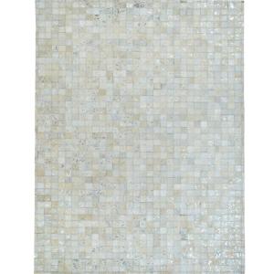Tapis en cuirs recyclés blanc argenté 160x230