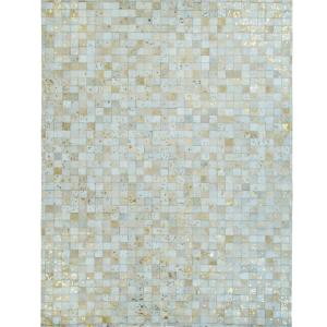 Tapis en cuirs recyclés blanc et doré 120x170