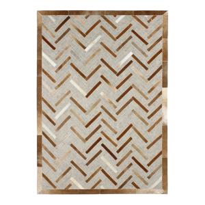 Tapis en cuirs recyclés motif chevron marron clair 120x170