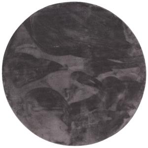 Tapis en fausse fourrure rond uni anthracite 120x120 cm