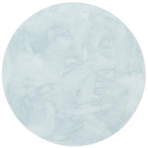 Tapis en fausse fourrure rond uni bleu 200x200 cm