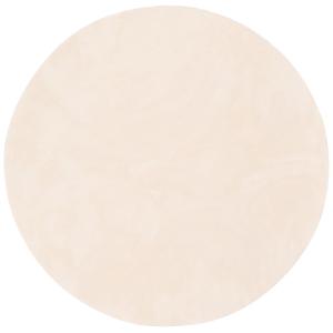Tapis en fausse fourrure rond uni crème 200x200 cm