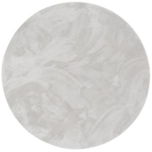 Tapis en fausse fourrure rond uni gris 120x120 cm