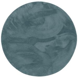 Tapis en fausse fourrure rond uni gris bleu 160x160 cm